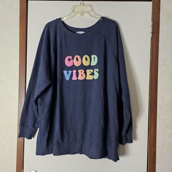 Wildfox The Statement Sweatshirt Good Vibes French Terry Women's Size XL - Picture 1 of 5
